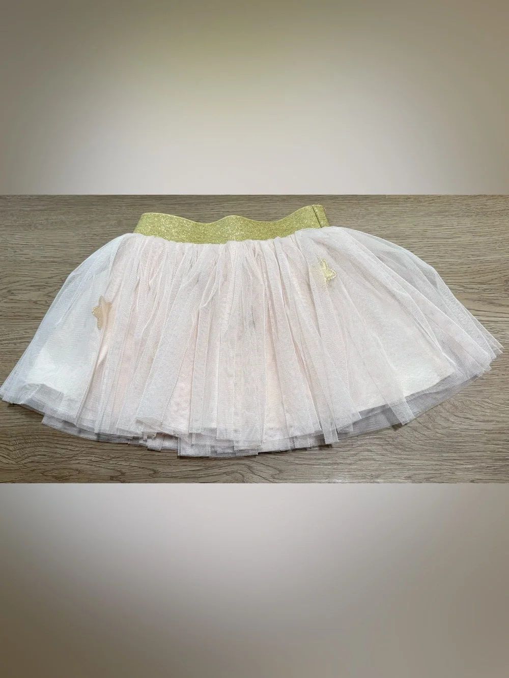 Pippa & Julie Light Pink Tulle Skirt with Gold Glitter Waistband